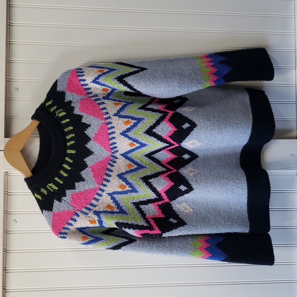 Kate Spade Faire Isle Multicolor Chevron Wool Alpaca Blend Sweater Size XS - Picture 3 of 7